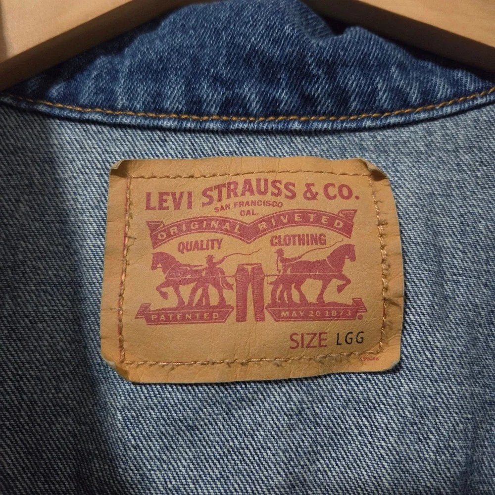Levis Kids Medium Wash‎ Denim Trucker Jacket Blue Size L LG Cotton Classic